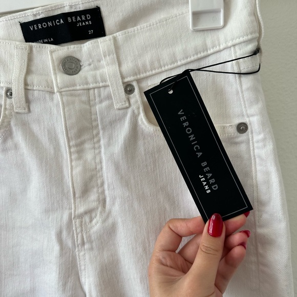 NWT! Veronica Beard- Carly Kick Flare high rise + raw hem in white. Sz 27 - Picture 8 of 14